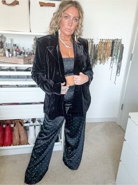 sofia by sofia vergara Black Velvet Double-Breasted Blazer